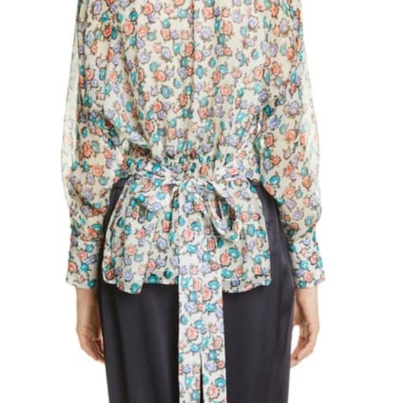 Jason Wu Grey Floral Print Silk Blouse - Picture 3 of 10